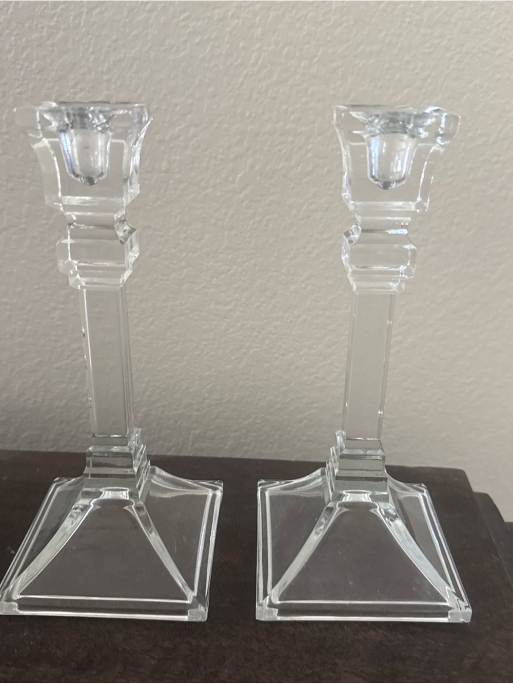 Mikasa Clear Crystal Candlestick Holders 8 In Set of 2